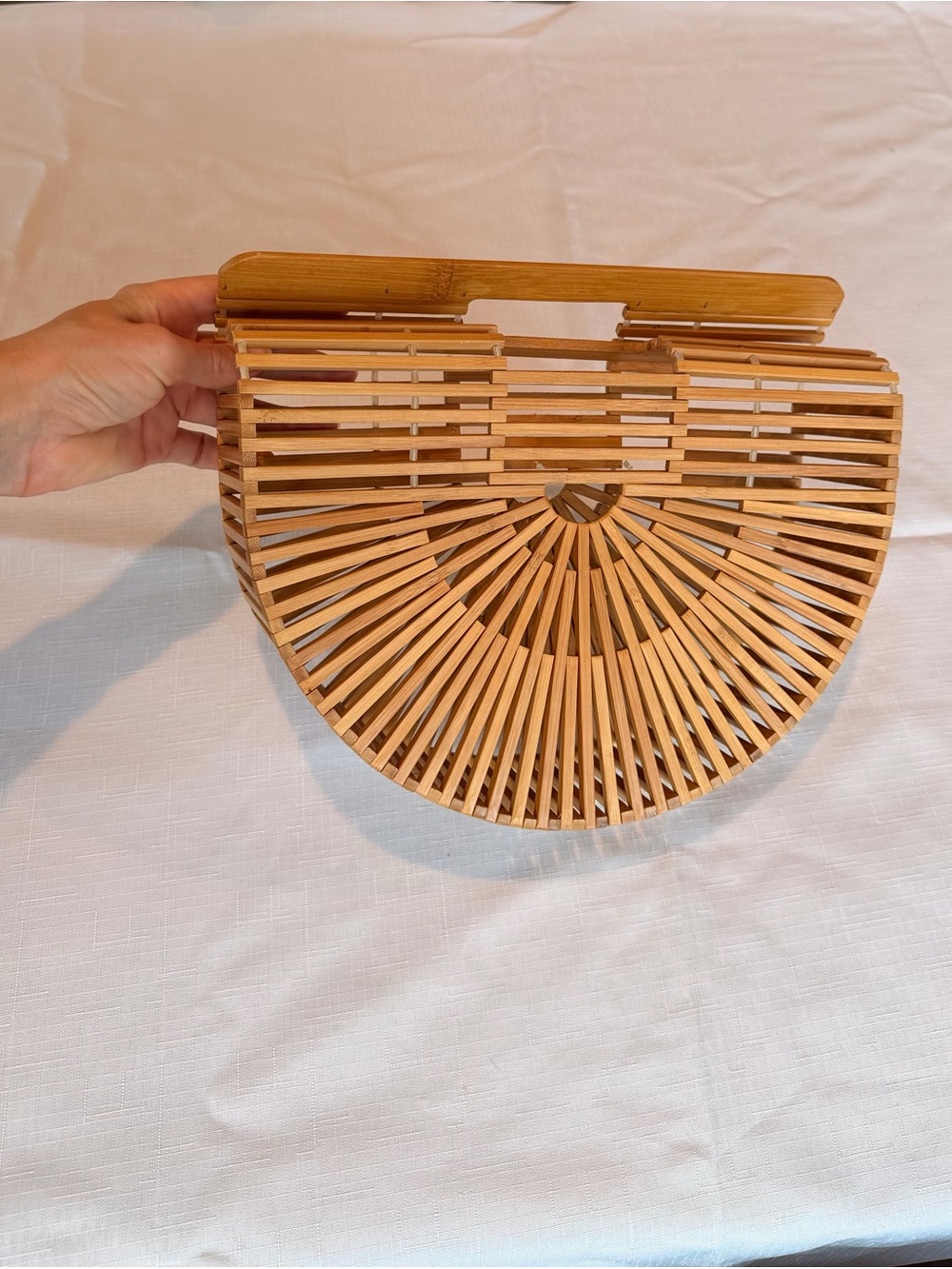 Semi-Circle Bamboo Wood Clutch Bag